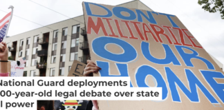Demonstrators in Portland, Ore., protest on Oct. 4, 2025, against President Donald Trump’s plan to deploy the National Guard to the city. Spencer Platt/Getty Images